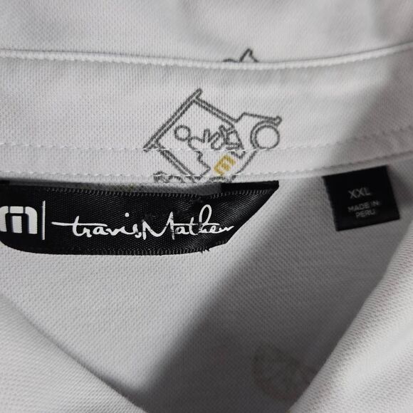 Travis Mathew Polo Shirt Men White Truly Hard Seltzer Golf Geometric Print 2XL - Picture 4 of 11